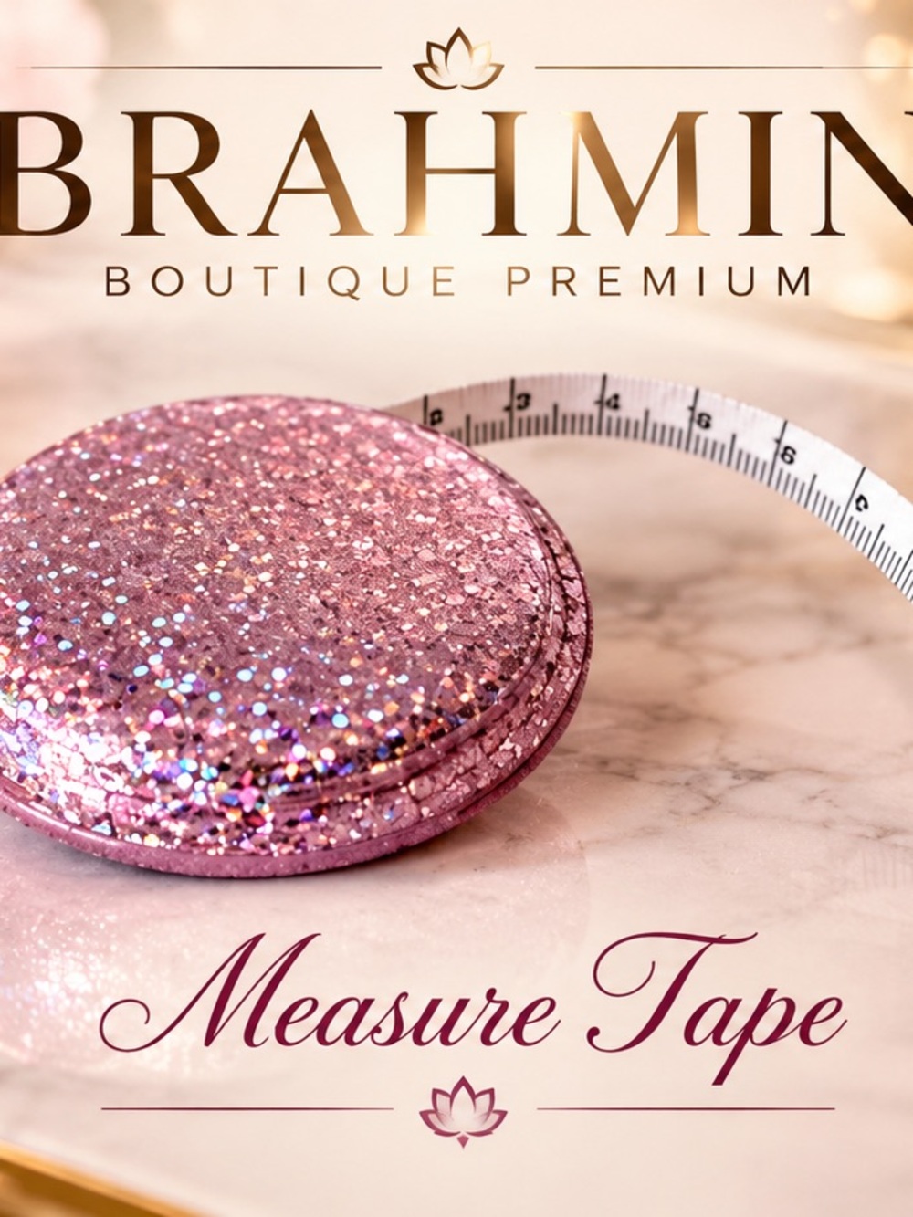 Brahmin Pink Glitter Round Retractable Tape Measure